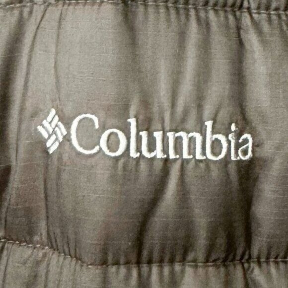 Columbia Hooded Puffer Down Jacket Brown Full Zip Quilted Insulated Warm L - Picture 5 of 11